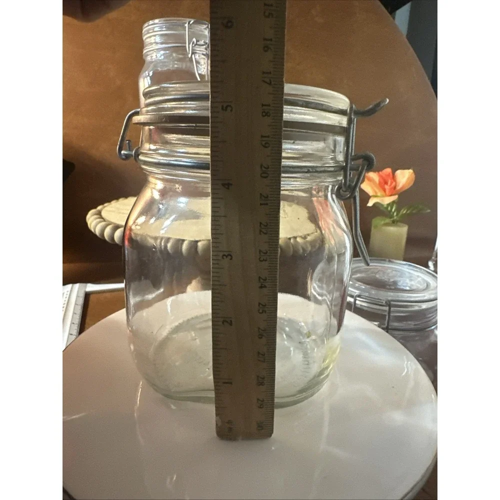 3-Fido Bormioli Rocco Wire Hinged Clear Glass Jar Made in Italy cottagecore